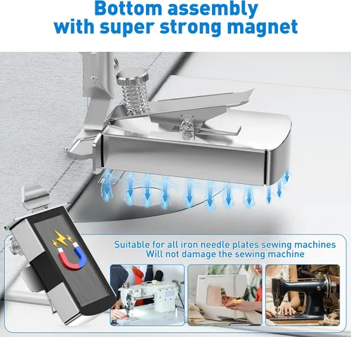 Miniatura 4 de Armilem Guía de costura magnética para máquina de coser, guía de dobladillo con clip multifuncional - Suministros universales para coser y acolchar