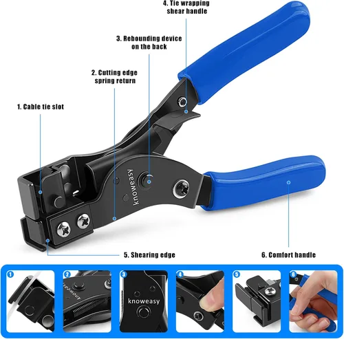 Miniatura 4 de Herramienta de bridas de cables Knoweasy y herramienta de atadura de cables para bridas de cables de plástico o nylon