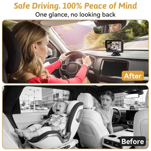 Miniatura 4 de Wkzay Cámara USB Plug and Play para automóvil de bebé: 3 minutos de fácil instalación orientada hacia atrás Cámara de seguridad para asiento
