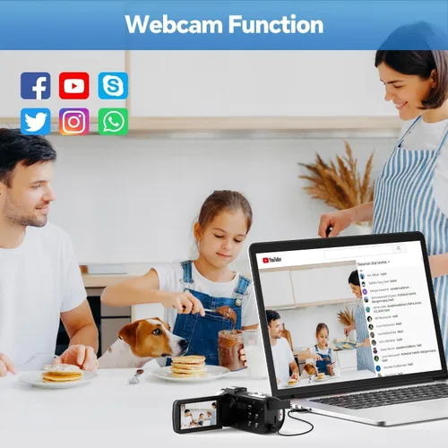 Miniatura 4 de Videocámara Camcorder 4K 42MP, pantalla de 3.0" con rotación de 270°, cámara de vlogging para YouTube, videocámaras con zoom digital de 18X, 2