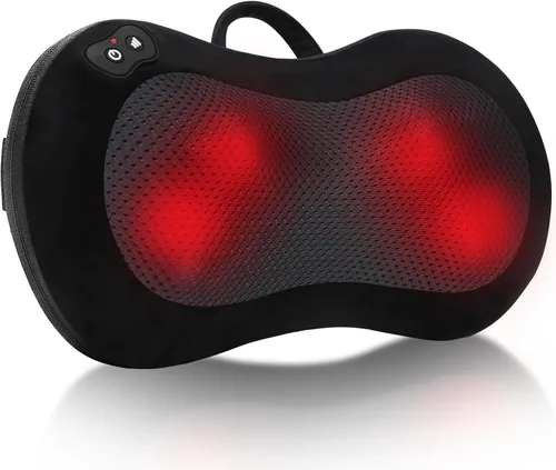 LEERCON Shiatsu Masajeador de espalda para aliviar el dolor de tejido profundo, con calor inalámbrico portátil masajeador de espalda y cuello,