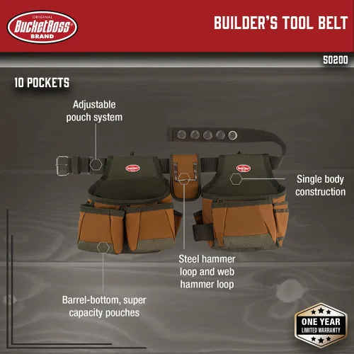 Miniatura 2 de Bucket Boss 50200 Cinturón de herramientas de dos bolsas en color marrón