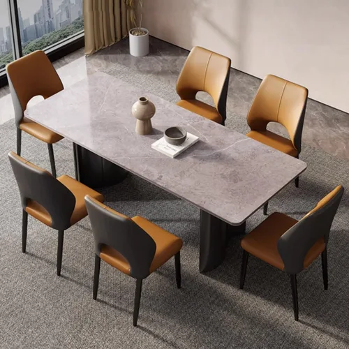Miniatura 2 de YVYKFZD Simple Dining Chairs Set, PU Leather Kitchen Chairs, Armless Dining Room Chair with Metal Legs, Upholstered Living Room Chair, for Bedroom