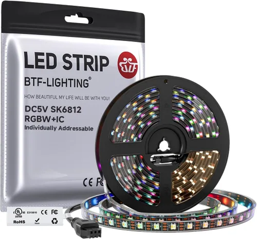 Miniatura 26 de BTF-LIGHTING RGBW RGB+Blanco Frío SK6812 (Similar WS2812B) 4 Colores en 1 Tira LED, Direccionable Individual, 16.4 pies, 60 píxel/m, 300LED Luz