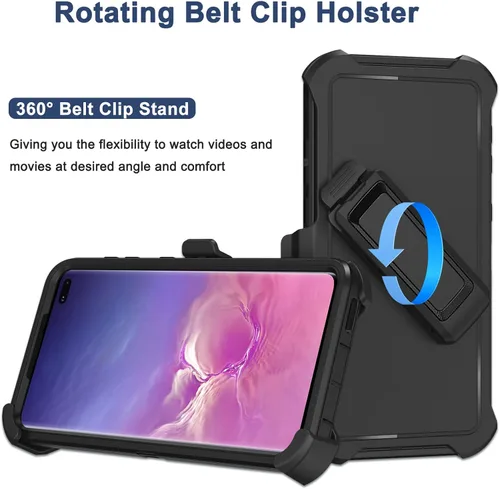 Miniatura 2 de Funda para Samsung Galaxy S10 con funda de clip para cinturón, 2 protectores de pantalla, [protección contra caídas de grado militar] Funda Negro