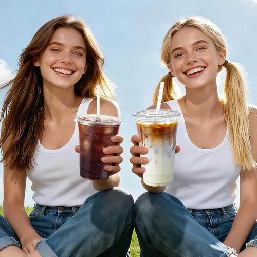 Miniatura 8 de Paquete de 100 vasos de plástico transparente de 20 onzas con tapas y pajitas, tazas desechables para café helado con tapas, batido de leche