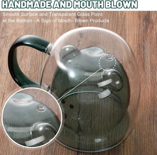 Miniatura 7 de Patelai Linda taza de oso con aislamiento de doble pared de vidrio para té, leche y café con asa, taza de espresso aislada, taza de cerveza de Verde