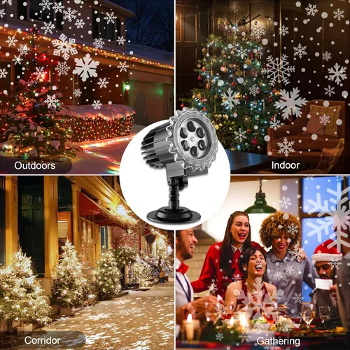 Miniatura 8 de Proyector de luces de copo de nieve para exteriores, 9 vatios súper brillantes, lámpara de nevada, proyección de luz nocturna, luces LED