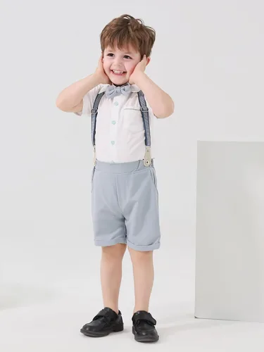 Miniatura 2 de Boarnseorl Conjunto de pantalones cortos, camisa + pantalones cortos + corbata de moño + tirantes