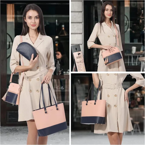 Miniatura 2 de Juego de 3 bolsas de mano para mujeres bolsa tipo tote para llevar colgada del hombro, bolso satchel y bolso hobo