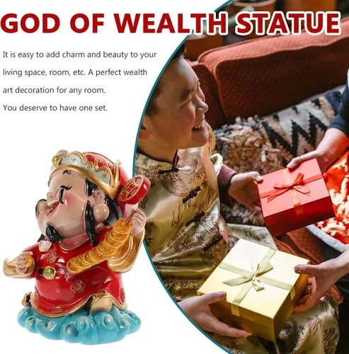 Miniatura 3 de BESPORTBLE CAI Shen - Estatua de Feng Shui, Dios de la riqueza, 2.5 x 3.5 pulgadas, adornos de resina de la suerte para sala de estar, dormitorio