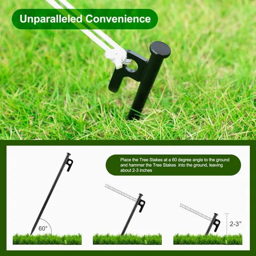 Miniatura 6 de Kits de estacas para árboles, estacas de árbol resistentes y kits de soporte para árboles jóvenes contra el mal tiempo, 3 estacas para árboles, 3
