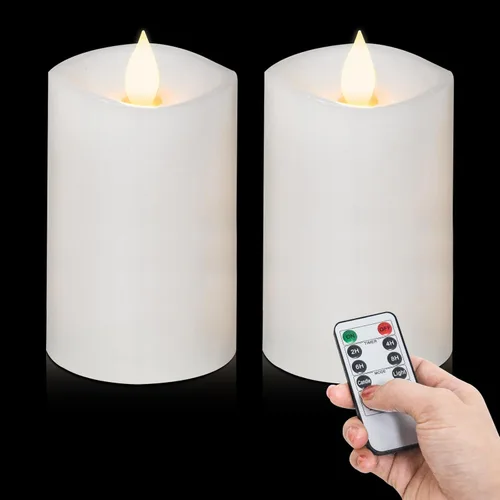 Miniatura 25 de Velas sin llama de 3 x 3 que funcionan con pilas con temporizador remoto, duran 600 horas, velas de batería parpadeantes, velas LED eléctricas