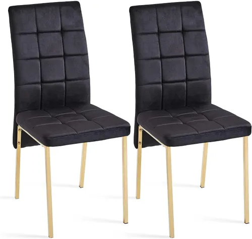 Miniatura 10 de NORDICANA Juego de 4 sillas de comedor tapizadas de terciopelo para cocina clásica, con respaldo alto, sillas auxiliares copetudas de cola de Negro