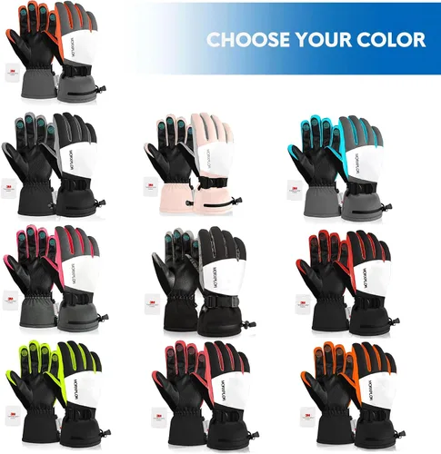 Miniatura 2 de Guantes de nieve para hombres y mujeres, 3M Thinsulate aislados, guantes de snowboard cálidos, impermeables, resistentes al viento, para pantalla
