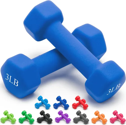 Miniatura 54 de Portzon Mancuernas con Pesos 10 Opciones de Colores Compatibles con Juego de 2 Mancuernas de Neopreno, 1-15 Libras, Antideslizantes, No se Ruedan