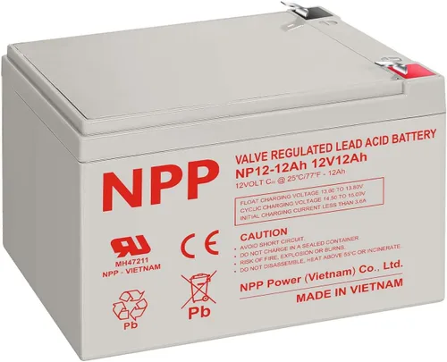 NPP Batería AGM SLA recargable de 12 V 12 Ah con terminales F2 para UPS, sistema de seguridad, iluminación de emergencia, alarma de incendios,