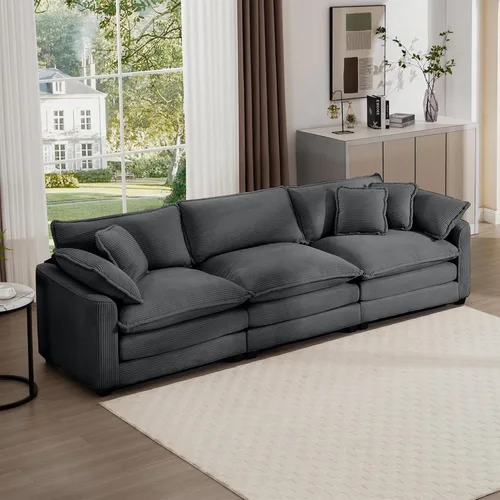 Miniatura 31 de Aoowow Sofá de dos plazas de pana, modernos sofás de nube de 2 plazas para sala de estar, sofás modulares de nube seccionales con asiento profundo