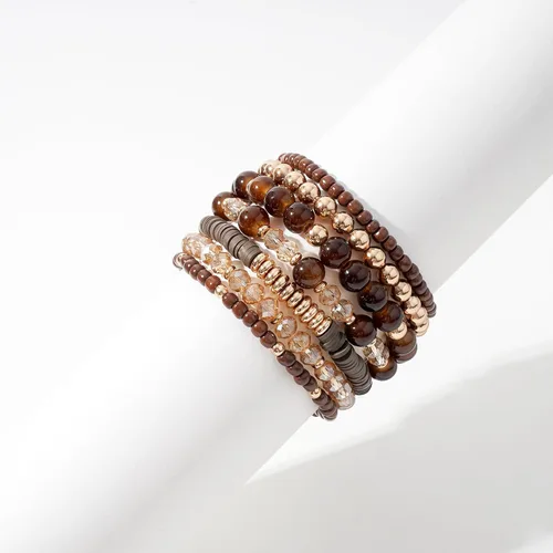 Miniatura 2 de GOOJIDS - Pulseras de cuentas de arcilla estilo heliosis surfista para mujer, con discos de vinilo y dije de mal de ojo, apilables, pulseras