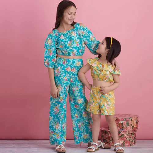 Simplicity Patrón de costura R10193 / S8936 - Tops, pantalones y pantalones cortos para niños y niñas, talla: HH (3-4-5-6)