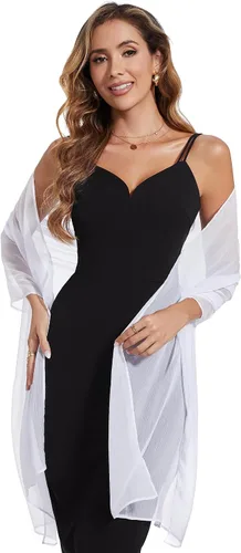 Miniatura 4 de Bufandas y envolturas de chal para mujer, para vestidos de fiesta de noche, transparentes, suaves, sedosos, de gasa, para boda o novia