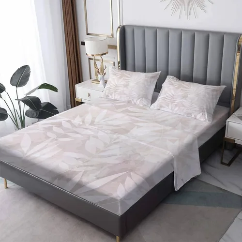 Juego de sábanas de 3 piezas para plantas, tamaño individual, sábanas de hojas y fundas de almohada estampadas, sábana bajera ajustable de