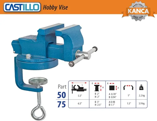 Miniatura 8 de KANCA FINEMECHANICS FM-50, tornillo de banco de 2 pulgadas con base giratoria de 360 grados y máxima durabilidad, mini tornillo de banco