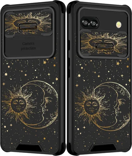Miniatura 16 de Funda para Google Pixel 6A con diseño de corazón para niñas y mujeres, diseño único de moda negra con funda de cámara deslizante, fundas estéticas