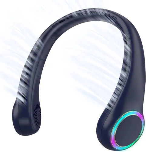 Miniatura 9 de Ventilador de cuello, ventilador portátil con vida útil de 5 a 17 horas, ventilador de cuello de 4000 mAh con 3 velocidades ajustables y 64 luces