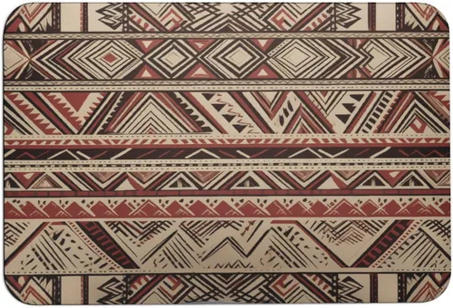 Miniatura 12 de Bath Rugs Mats Red Beige Dark Brown Art Pattern Living Room Floor Mat Secret Tribe Pattern in Bohemian Style Super Absorbent Eco-Friendly Easy to