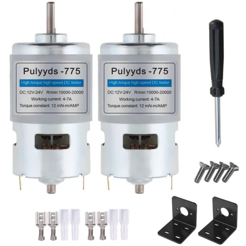 Miniatura 9 de Motor 775 DC 12V-24V DC Motor de alto par D C M otor 10000-20000 RPM Rodamientos de bolas dobles Ruedas eléctricas silenciosas Actualización
