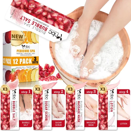 Miniatura 27 de Juego de spa de pedicura para pies, kit de pedicura para el hogar con sal de baño, loción hidratante de crema exfoliante para pies, cuidado de pies