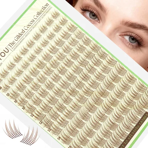 Miniatura 14 de KEYYOU Extensiones de pestañas de Velure color marrón Venus Natural Wispy C Curl Manga de 0.315-0.630 pulgadas con banda invisible suave