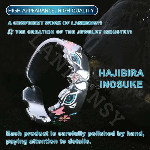 Miniatura 3 de LANMENSY Demon Slayer Anillos de anime Joyería original de plata de ley 925 "All24 estilos" nuevo Tamaño ajustable Kimetsu No Yaiba Cosplay Moda