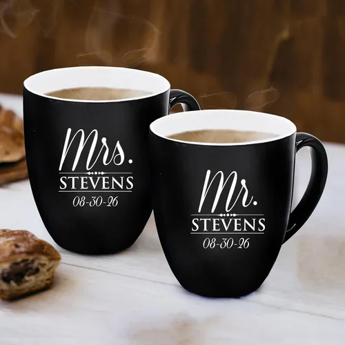 Miniatura 2 de My Personal Memories Juego de 2 tazas personalizadas de café con leche de 16 onzas para parejas, regalo personalizado para novia, novio suyo, ella