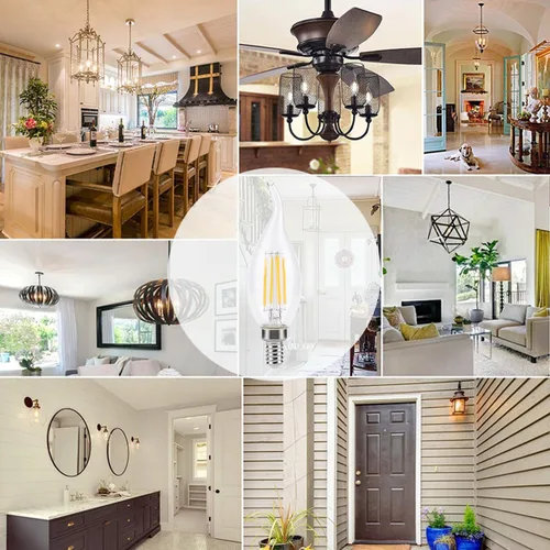 Miniatura 4 de KINUR Bombillas LED E12 de 4 vatios (equivalente a 40 vatios) 2700 K, luz blanca cálida CA11, lámpara de llama decorativa para candelabros
