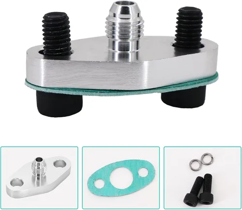 Miniatura 4 de 4AN Fitting T3 T3/T4 T04 Turbo Kit de adaptador de junta de entrada de alimentación de aceite Turbo