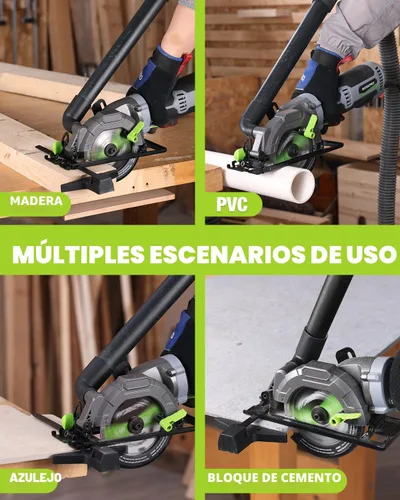 Miniatura 5 de WORKPRO Sierra circular de 5.8A 3500RPM con guía paralela, profundidad máxima de corte 1-11/16 pulgadas (90°), 1-1/8 pulgadas (45°), sierra circular