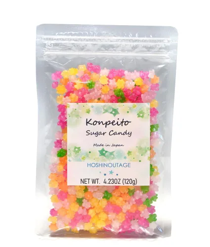 HOSHINOUTAGE Konpeito - Caramelo de azúcar con estrella japonesa de colores lindos 4.23 oz [4.23 oz] – Caramelo tradicional colorido en forma de