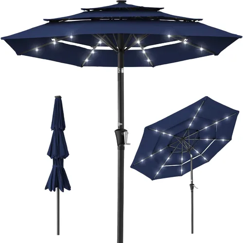Miniatura 25 de Best Choice Products - Sombrilla solar de 10 pies de 3 niveles para patio, sombrilla de sol para exteriores, mercado, patio trasero, terraza, junto