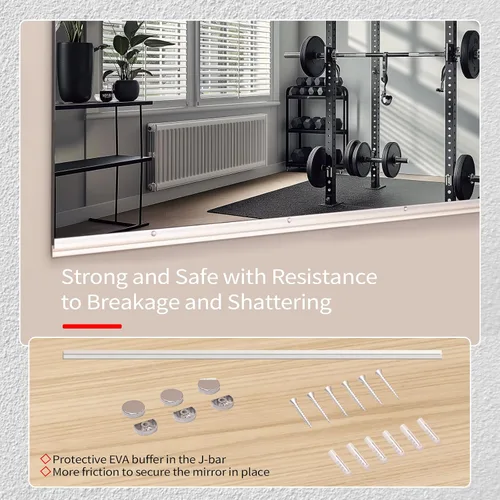 Miniatura 2 de JAMBALAY Espejo de cristal templado para el gimnasio en casa, 2 piezas de 48 x 30 pulgadas, espejos grandes de cuerpo completo HD para baile, yoga