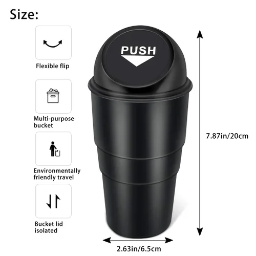Miniatura 2 de Bote de basura para automóvil con tapa, a prueba de fugas, contenedor de basura pequeño para automóvil, oficina, hogar, cocina, dormitorio, juego