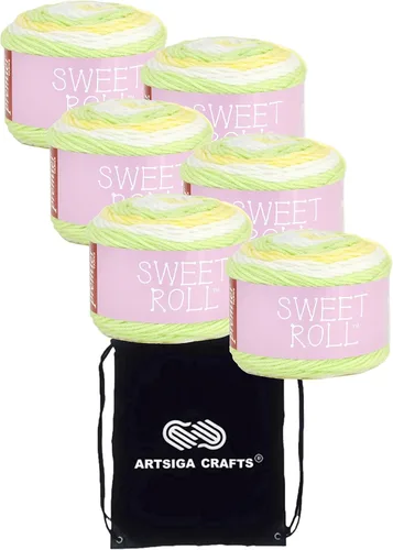 Miniatura 11 de Premier Yarns Sweet Roll Black Pepper Swirl 1047-10 (3 madejas, el mismo lote de tinte) hilo acrílico mediano #4 para ganchillo y tejer con bolsa