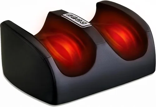 Masajeador de pies con calor, masajeador eléctrico de pies y pantorrillas con rodillo, masaje de tejido profundo para fascitis plantar, neuropatía y