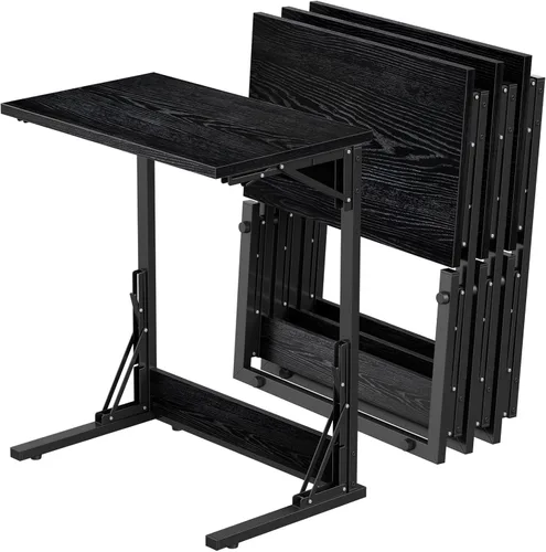Miniatura 9 de Tatub Mesa auxiliar plegable en forma de C de 24 pulgadas, escritorio lateral pequeño para computadora portátil, mesa de bandeja de TV para sala