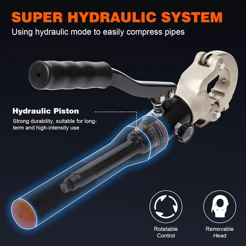 Miniatura 3 de Herramienta de prensa de cobre hidráulica para accesorios de cobre de 1/2", 3/4", 1" y troqueles de 3/8" a 1" para tubería ASTM F1807 PEX