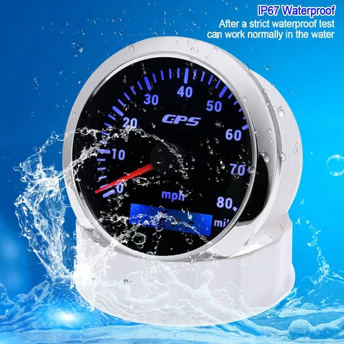 Miniatura 5 de ARTILAURA Velocímetro GPS para embarcaciones de 85 mm (3-3/8") Velocímetro digital de 130 km/h 7 colores para AUTO, coche, marino, camión, Negro