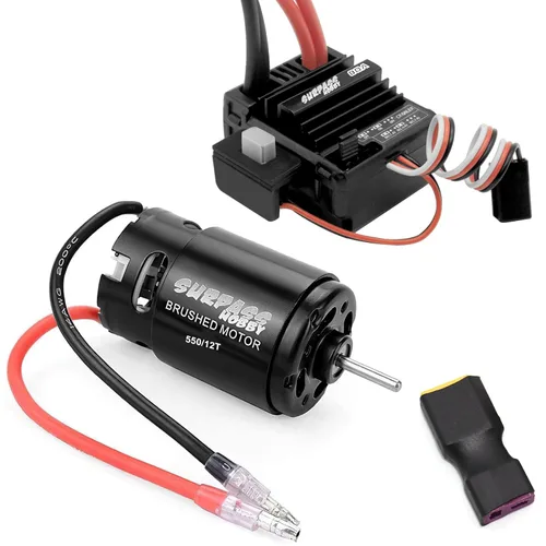 OGRC 550 12T Motor cepillado 80A ESC Set con adaptador convertidor T-XT60 para 1/10 RC Truck Car Traxxas Slash 2WD 4 × 4 Arrma Granite Senton Typhon