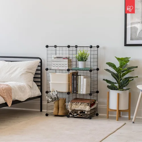 Miniatura 2 de IRIS USA Organizador de almacenamiento de cubos de alambre modulares de 6 cubos, estantería de metal ajustable y expandible para closet, baño