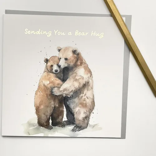 Miniatura 2 de Old English Co. - Tarjeta de acuarela con diseño de oso de acuarela para él o ella, tarjeta de Miss You para amigos y familia, con texto en inglés
